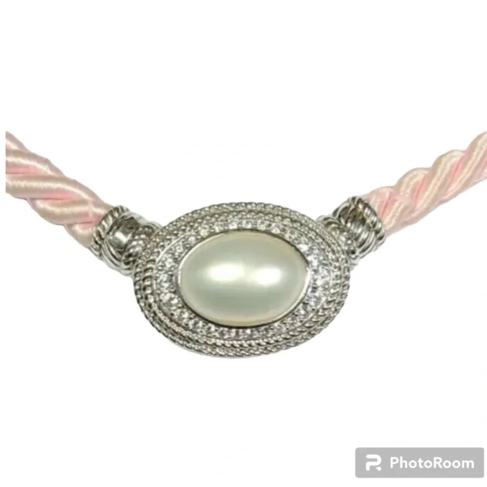 Judith Ripka Mabe Pearl pink corded necklace